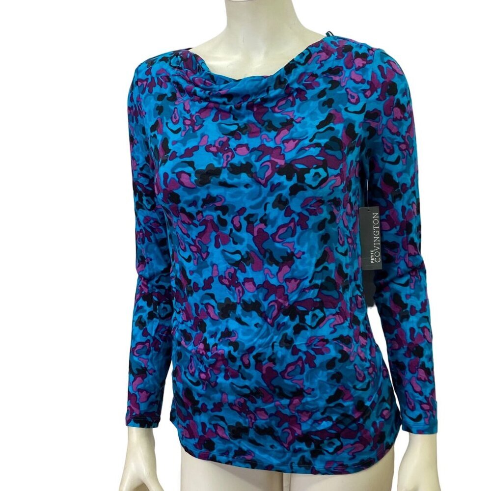 COVINGTON COWL NECK TOP PETITE‎ SM NWT